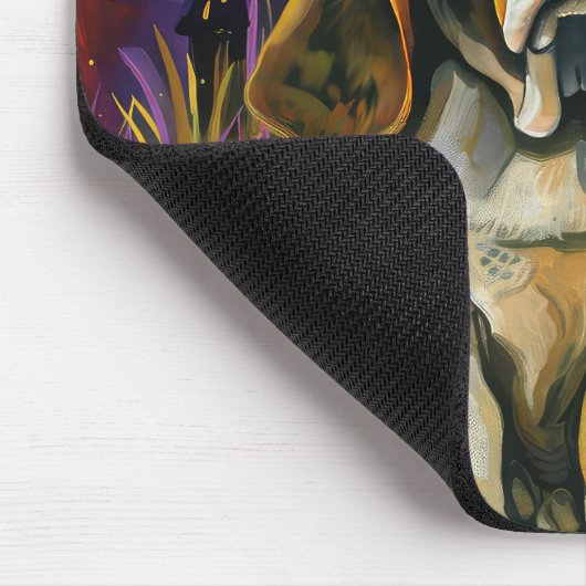 Tapis De Souris Éffrayant Halloween Hound Sorcière Et Citrouille (Coin)