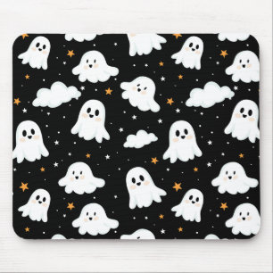 Tapis De Souris Éffrayant mignon Halloween Ghost Nuageux Star Sky