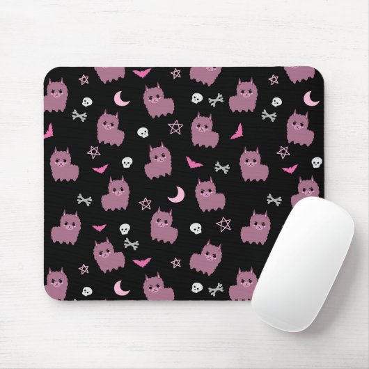 Tapis De Souris Éffrayant pastel goth llama motif sorcière violet (Avec souris)