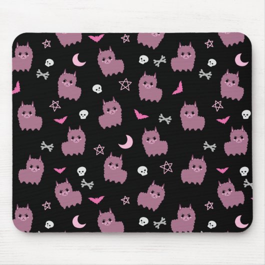 Tapis De Souris Éffrayant pastel goth llama motif sorcière violet (Devant)