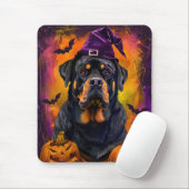 Tapis De Souris Éffrayant Rottweiler Chien Halloween sorcière et C (Avec souris)