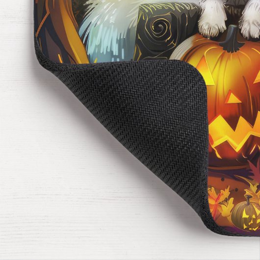 Tapis De Souris Éffrayant Samoyed Chien Halloween sorcière et Citr (Coin)