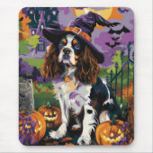 Tapis De Souris Éffrayant Springer Spaniel Halloween Witch Citroui (Devant)