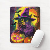 Tapis De Souris Éffrayant Turc Angora Chat Halloween Citrouille so (Avec souris)