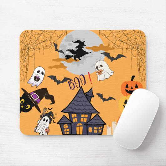 Tapis De Souris Éffrayante Mignonne Halloween Mousepad - Haunted H (Avec souris)