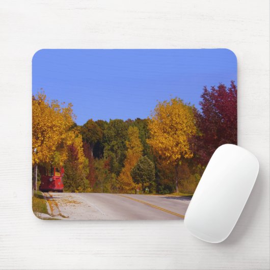 Tapis De Souris Egg Harbour, WI automne saison avec chariot (Avec souris)