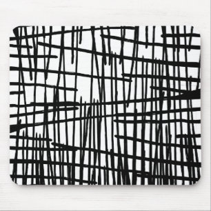 Tapis De Souris Égouttements peints à la main blancs noirs uniqu