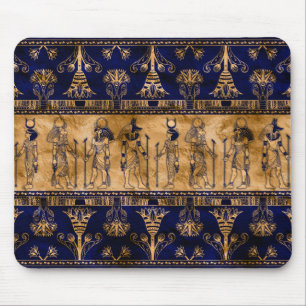 Tapis De Souris Egyptian Gods and Ornamental border -blue gold