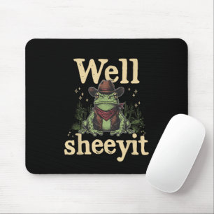 Tapis De Souris Eh bien Sheeyit Vache Drôle Grenouille Cow-boy Hum