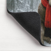 Tapis De Souris Élan de Noël dans une forêt enneigée (Coin)