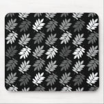 Tapis De Souris Elder Leaf Pattern Black White Grey<br><div class="desc">Elder tree leaf silhouette in a surface pattern design with grey and white detail on a black background.</div>