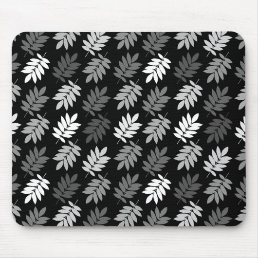 Tapis De Souris Elder Leaf Rpt Pattern Black White Grey (Devant)