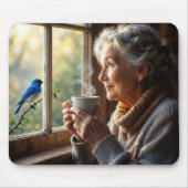 Tapis De Souris Elderly Woman Watching a Bluebird (Devant)