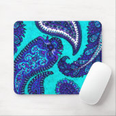 Tapis De Souris Electric Aqua Blue Indian Paisley (Avec souris)
