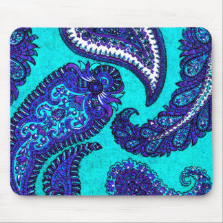 Tapis De Souris Electric Aqua Blue Indian Paisley