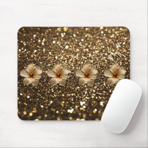 Tapis De Souris Elégance d'or : Hibiscus d'or Shimmer