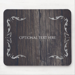 Tapis De Souris Élégance occidentale en bois rustique de style rom