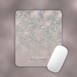 Tapis De Souris Élégance Rose Pâle et Grise Marbrée