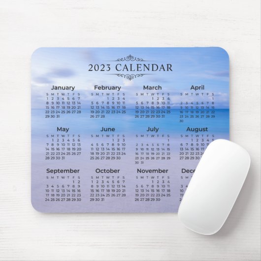Tapis De Souris Élégant 2023 Calendrier Beach Arrière - plan | Mou (Avec souris)