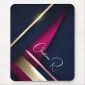 Tapis De Souris Élégant Abstrait Gold Blue Pink Nom (Devant)