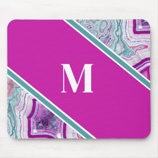 Tapis De Souris Élégant Agate Monogramme initial (Devant)