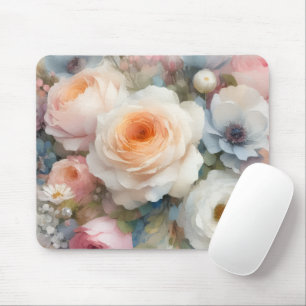 Tapis De Souris Élégant aquarelle aquarell art fleurs roses