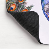 Tapis De Souris Elégant aquarelle Peacock Monogramme rose (Coin)