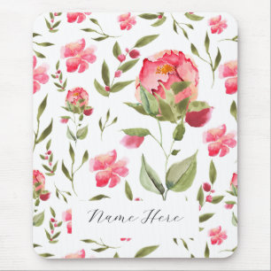 Tapis De Souris Elégant Aquarelle Peony Floral botanique