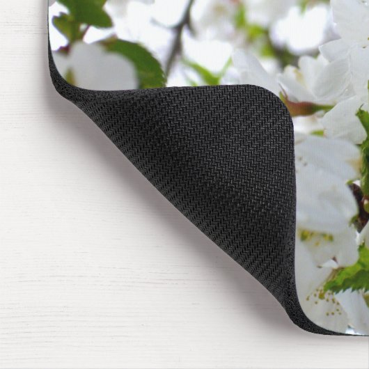 Tapis De Souris Élégant arbre à fleurs blanches en fleurs blanches (Coin)