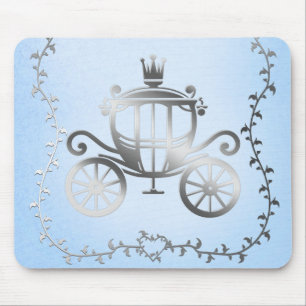 Tapis De Souris Elégant Argent Carriage Blue Storybook Princesse