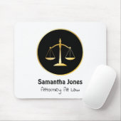 Tapis De Souris Elégant Avocat Noir et Or Échelle De Justice (Avec souris)