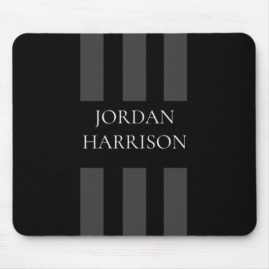 Tapis De Souris Elegant Black Gray Stripes Logo mouse pad (Devant)
