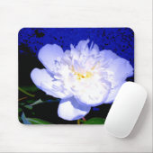 Tapis De Souris Elégant blanc violet bleu fleur pivoine (Avec souris)