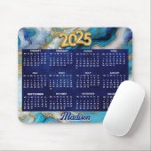 Tapis De Souris Elégant bleu aqua marbre art faux parties scintill (Avec souris)