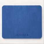 Tapis De Souris Elégant bleu Faux Cuir Texture Imprimer<br><div class="desc">Impression motif en faux cuir bleu avec un monogramme personnalisable en couleur bleu foncé.</div>
