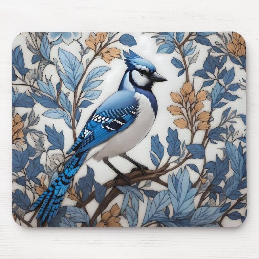 Tapis De Souris Elégant Blue Jay William Morris inspiré (Devant)