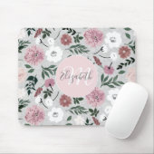 Tapis De Souris Elégant Blush rose Fleurs design botanique (Avec souris)