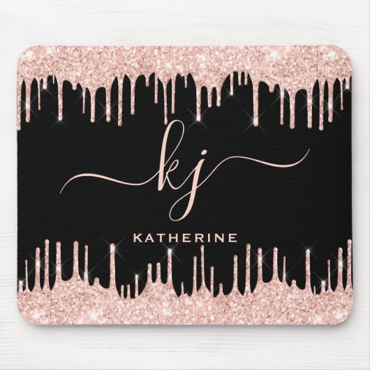 Tapis De Souris Élégant Blush Rose Gold Parties scintillant Drives (Devant)