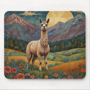 Tapis De Souris Elégant boho llama alpaga paysage vintage