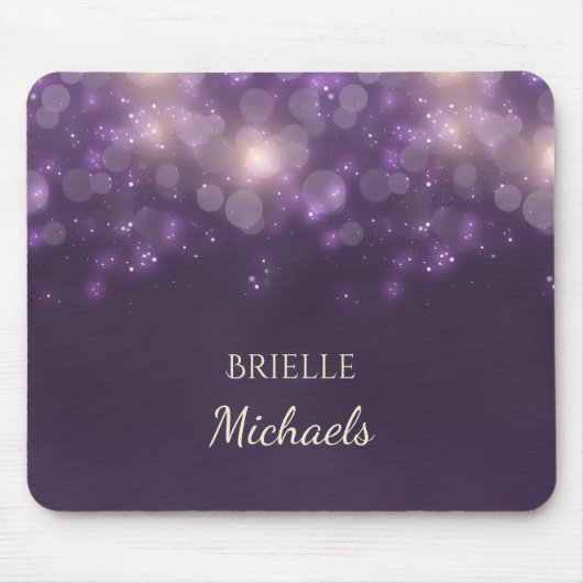 Tapis De Souris Élégant Bokeh Parties scintillant Violet Éclat Ave (Devant)