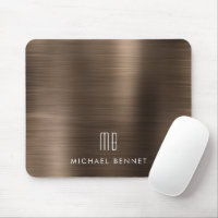 Élégant bronze Brown Monogramme métallique Nom