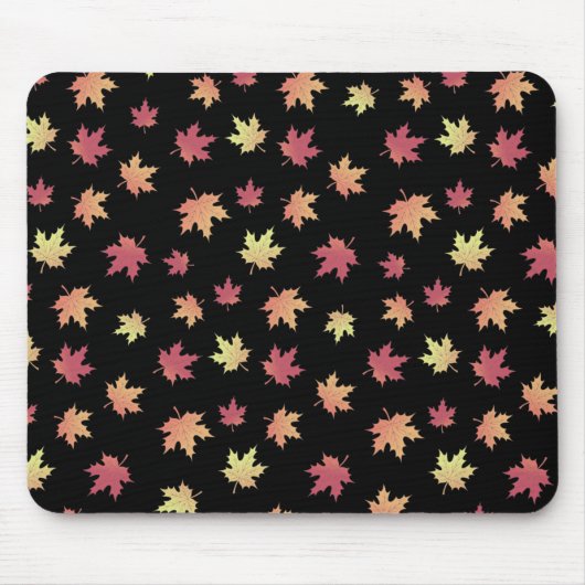 Tapis De Souris Élégant Brown Rouge Feuilles d'automne Motif | (Devant)