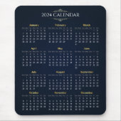 Tapis De Souris Élégant Calendrier Gold et Blue 2024 | Mousepad (Devant)