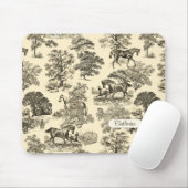 Tapis De Souris Élégant Cheval Rustique Arbres Beige Tan Toile (Avec souris)