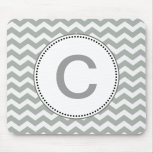 Tapis De Souris Élégant, classique gris et blanc chevron zigzag