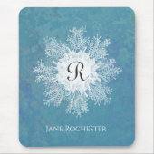 Tapis De Souris Élégant Corail marin bleu corail vert Monogramme (Devant)