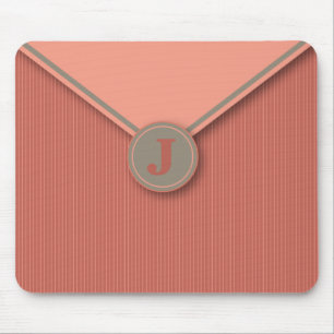 Tapis De Souris Élégant corail Personnalisé Monogramme Mousepad
