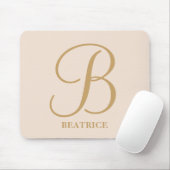 Tapis De Souris Élégant crème beige moderne script girly monogramm (Avec souris)