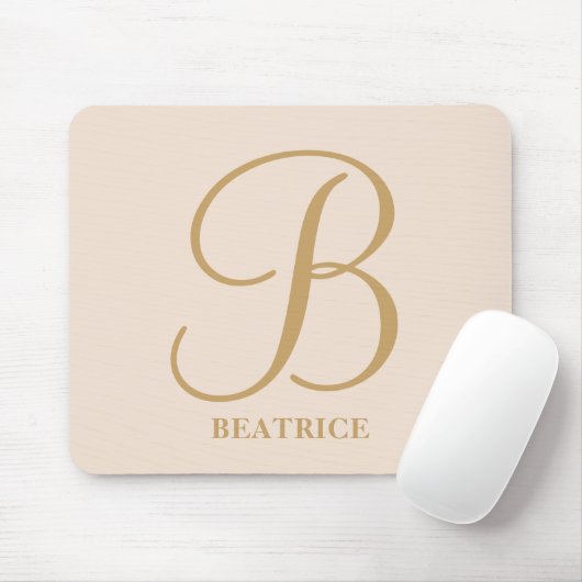 Tapis De Souris Élégant crème beige moderne script girly monogramm (Avec souris)
