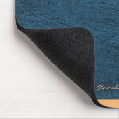 Tapis De Souris Elégant cuir bleu or initial monogrammed (Coin)